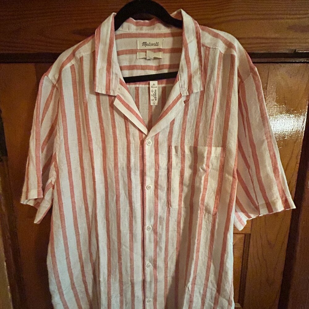 Madewell Easy Short-Sleeve Shirt in Stripe Jacquard